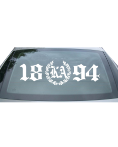 Heckscheibenaufkleber "18 KA 94 + Kranz"