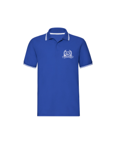 Besticktes Polo-Shirt "Karlsruhe - Kranz + Banderole" royal-weiss