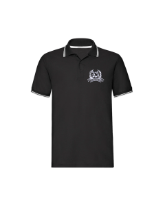 Besticktes Polo-Shirt "Karlsruhe - Kranz + Banderole" schwarz-weiss