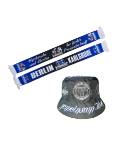 SET „Freundschaft 3" Polyschal schwarz & Fischerhut schwarz