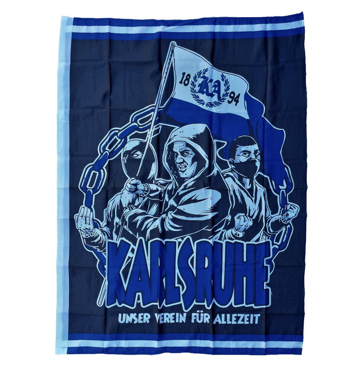 Karlsruhe Fan-Set Nr. 4 - Jacquardschal & Strickmütze Im Blau-Weiß Design (100% Polyacryl)