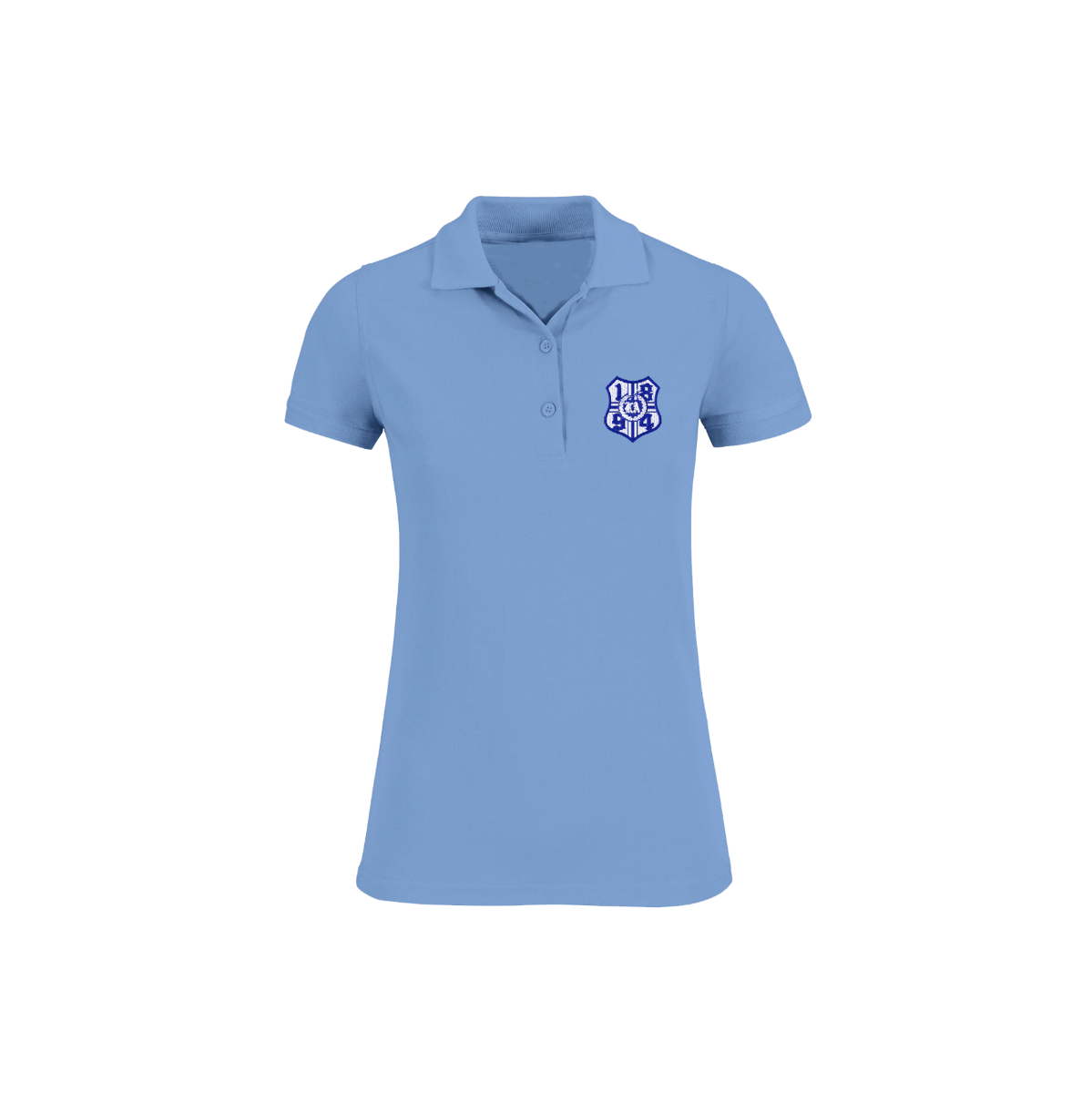 Besticktes Girly Polo-Shirt "1894-Logo" hellblau