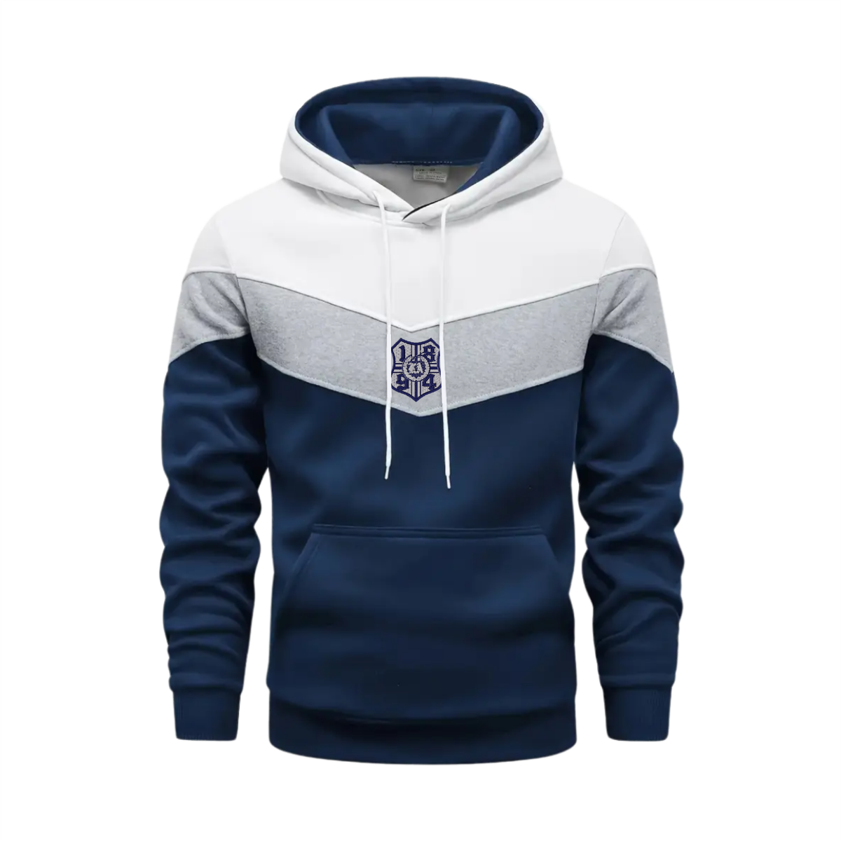 Besticktes Kapuzen Sweat-Shirt „1894" Logo navy/grau/weiß